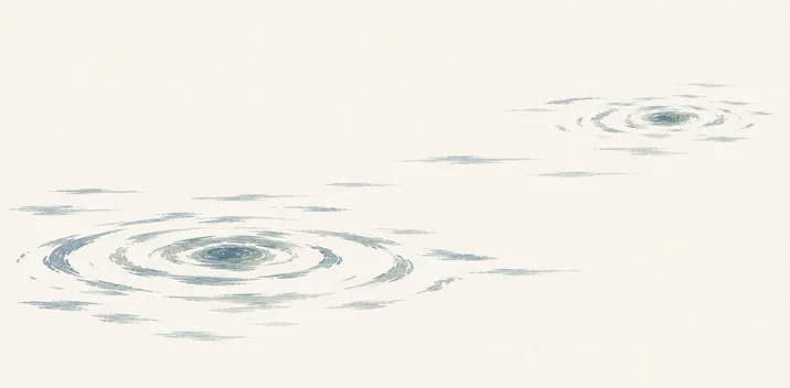 Ripples spreading across still water